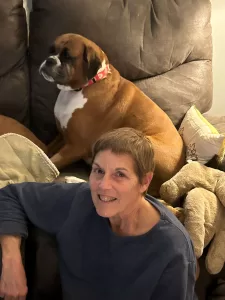 How Walking Helps Boxer Dog Weight - Photo of My wife and our Boxer Katie on the couch
