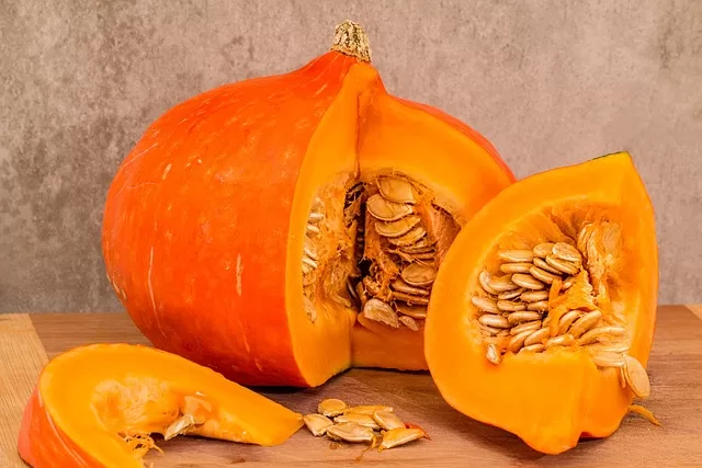 Pumpkin for dogs with diarrhea - photo of cut pumpkin for discussion on pumple soothing properties.